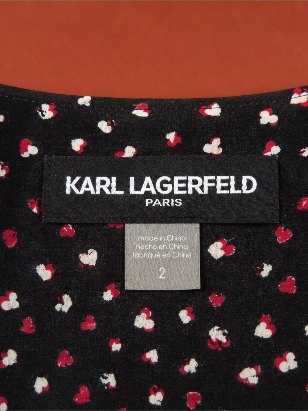 Karl Lagerfeld Paris long-sleeve printed black red heart Shirt Dress 2